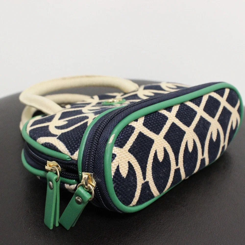 Spartina Daufuskie Island Chaplins Landing Linen Leather Makeup Cosmetic Bag